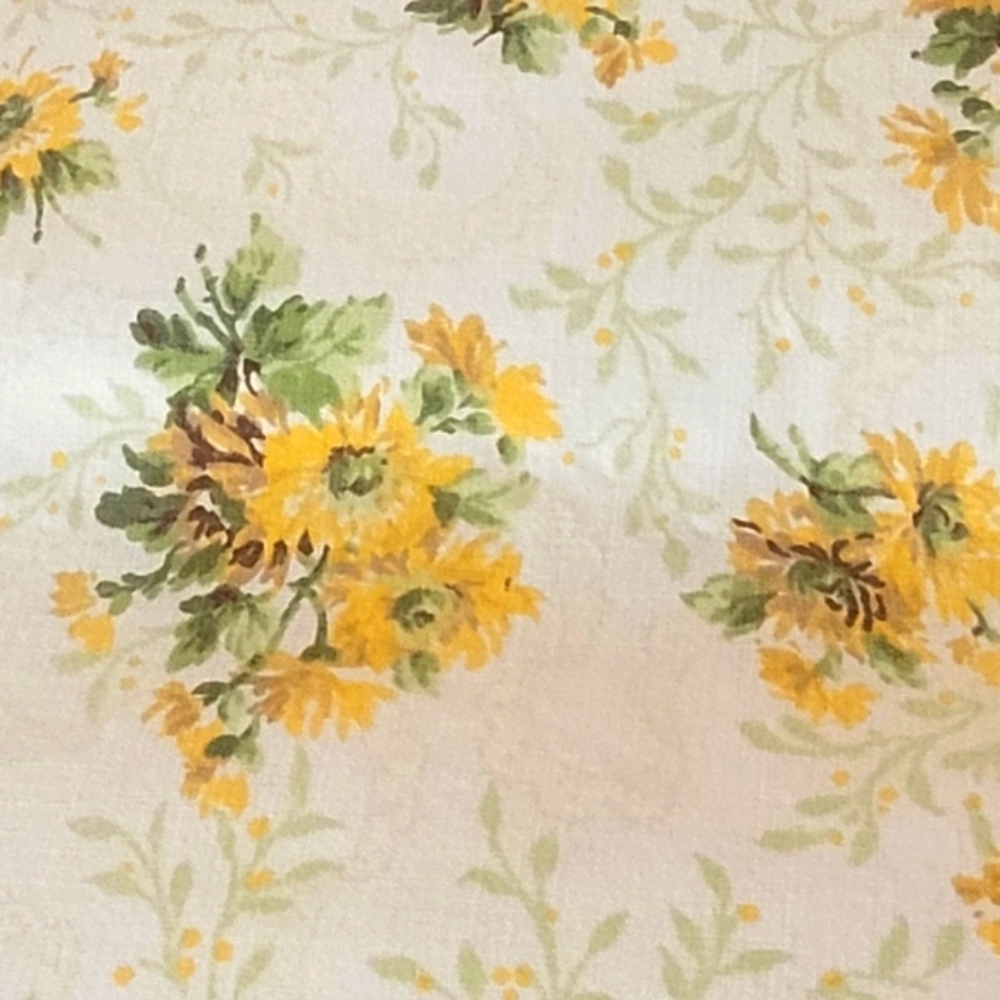 Vintage DBL Sz 3pc Bedding Set. Sunflowers Motif, Sears, 50/50 Blend - Picture 10 of 15